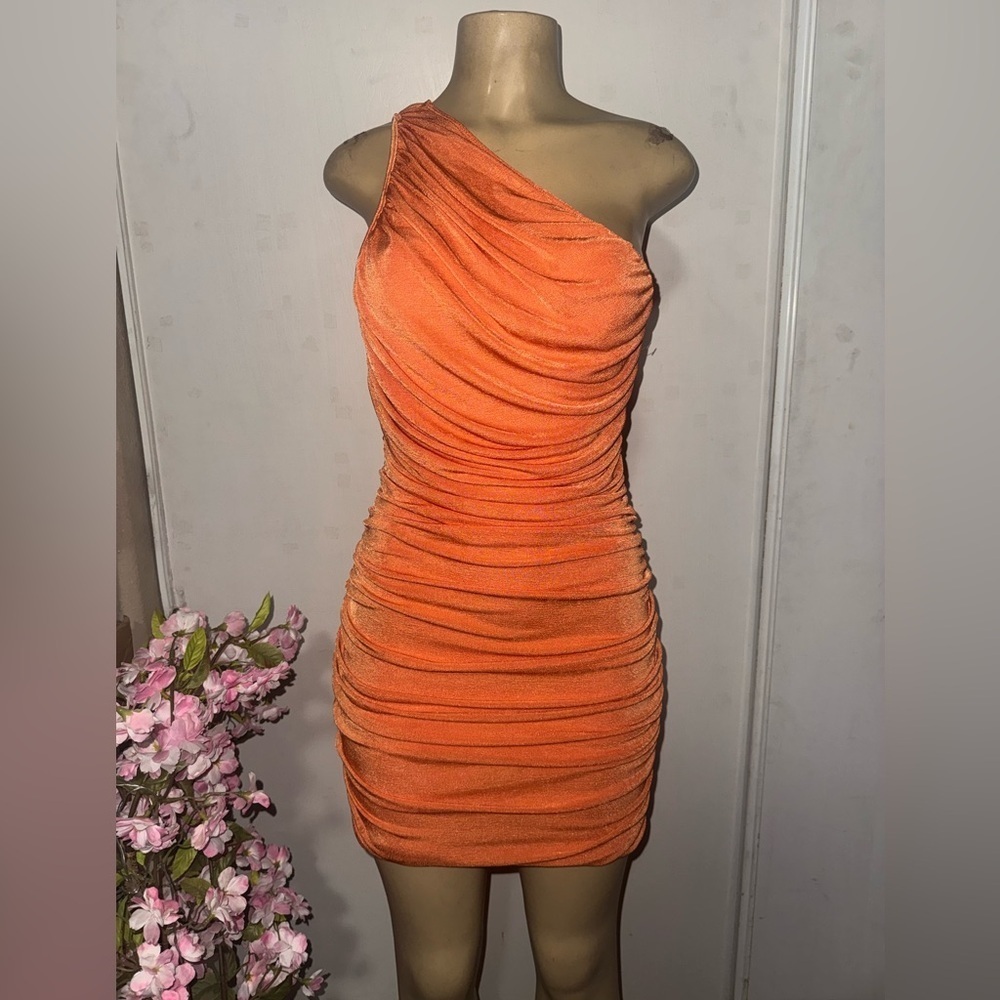 Lioness Vibrant Orange One-Shoulder Dress